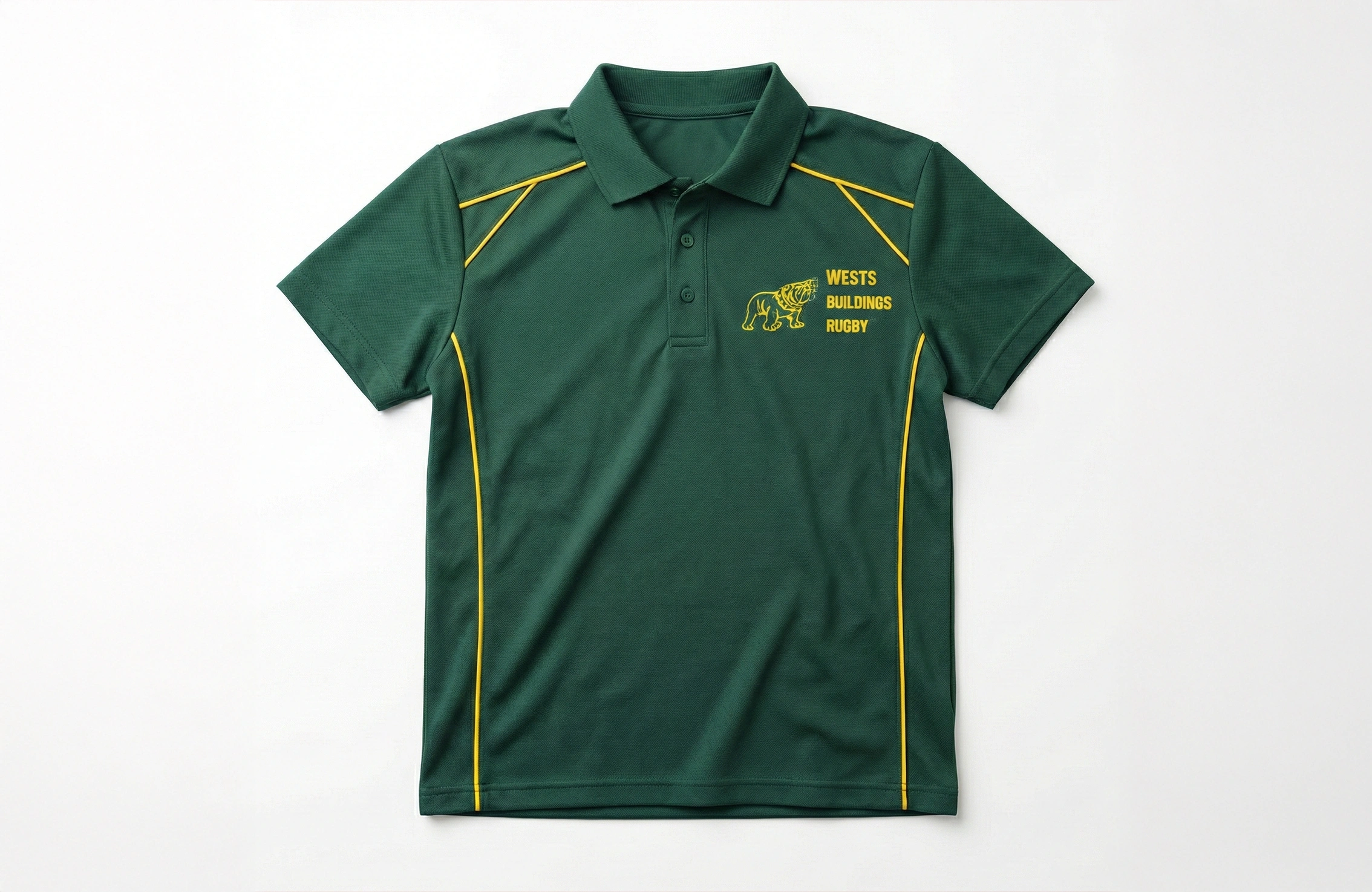 綠色 快乾Polo Shirt成品照，繡花左胸 Logo，公司制服訂製作品案例