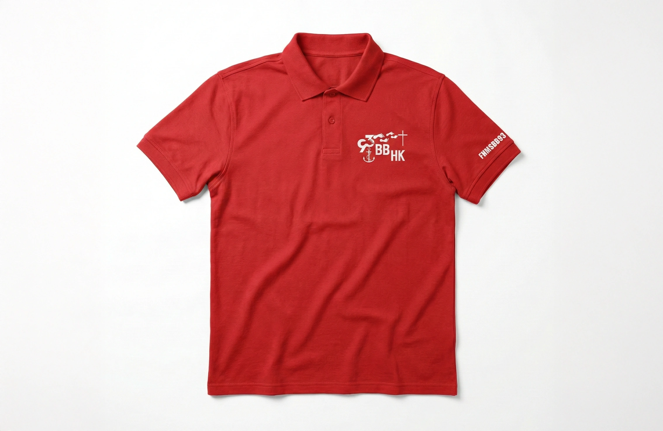 紅色 Polo成品照，絲印左胸 Logo，公司制服訂製作品案例