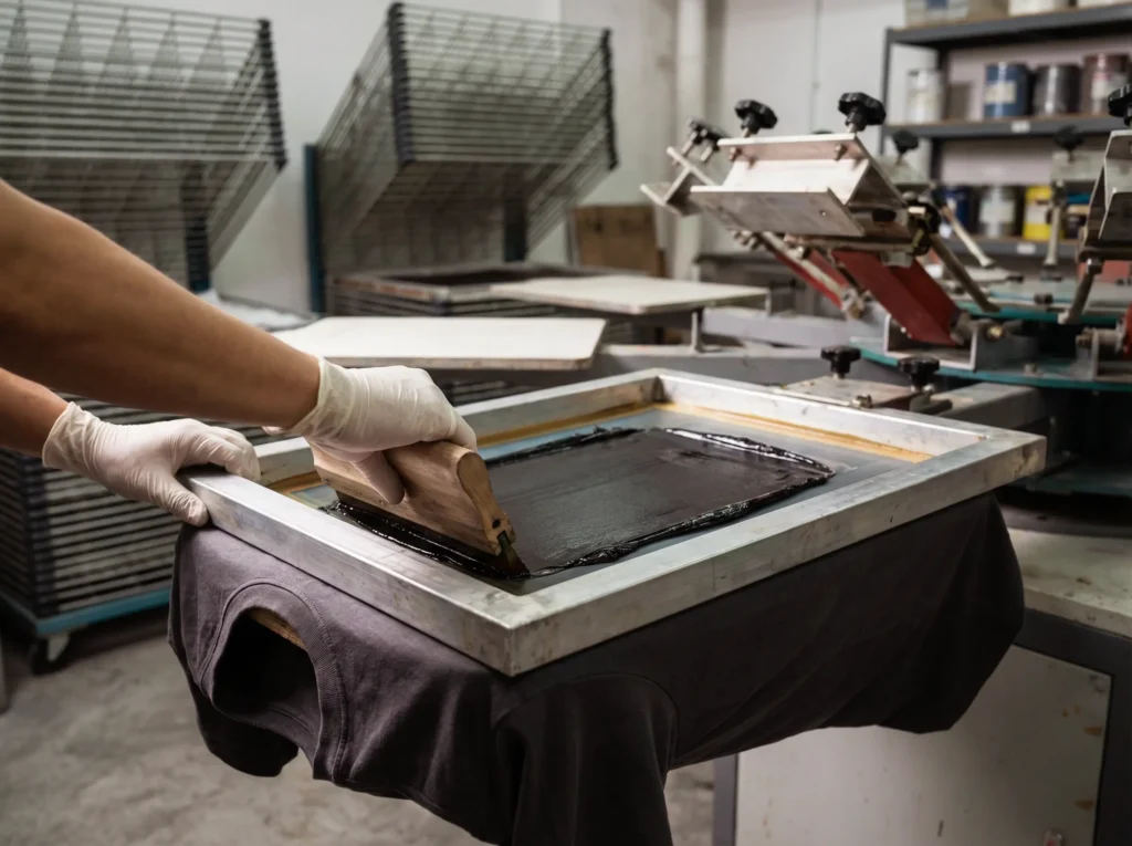 Signature Uniform screen printing process for custom group apparel in Hong Kong