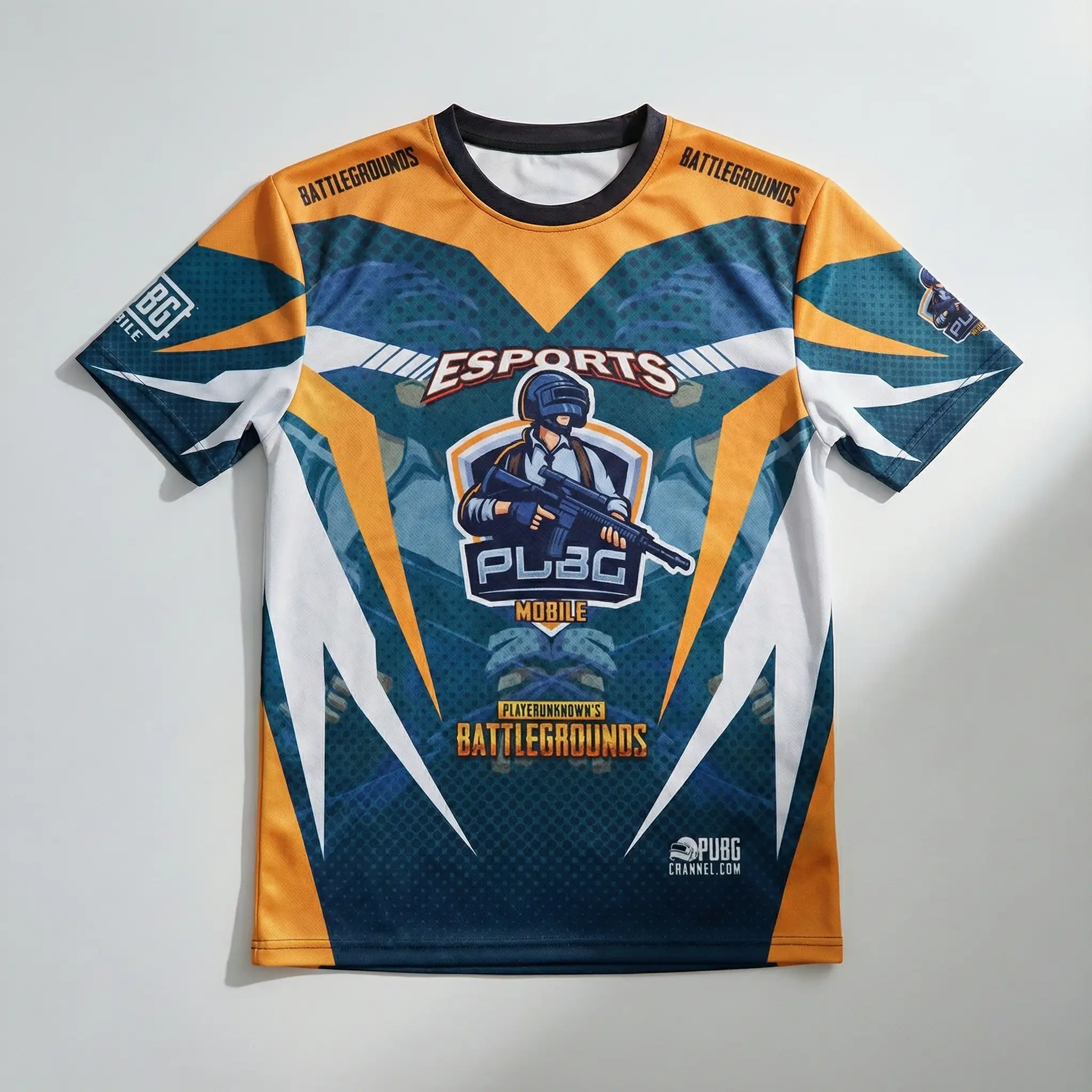 熱升華（Sublimation）全版印球衣展示，整件衣服大面積覆蓋圖案與色塊，適合運動制服與滿版設計。